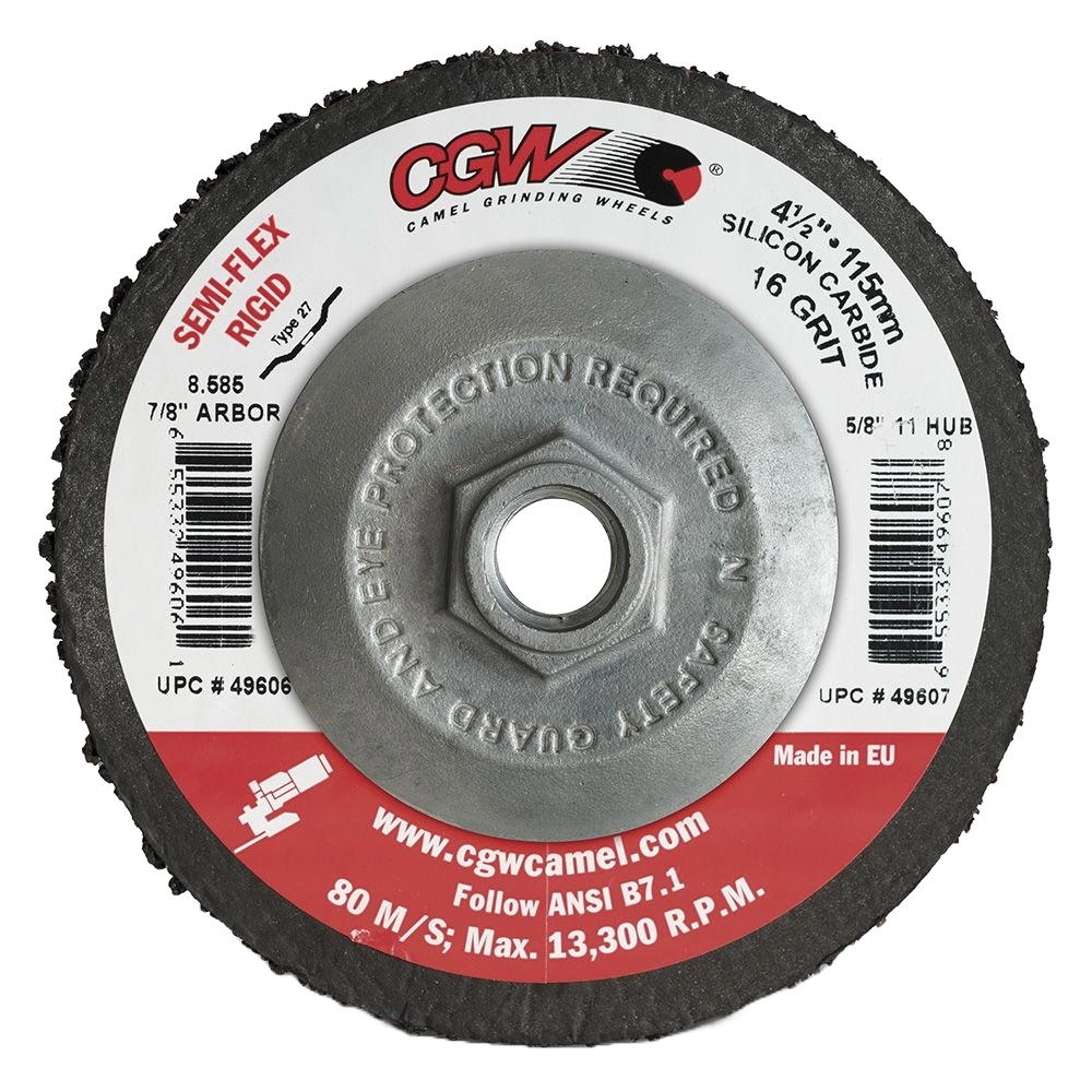 Picture of CGW "Camel" Abrasive 4-1/2X5/8-11 T27 Sc16 Grit Disc Semi-Flex